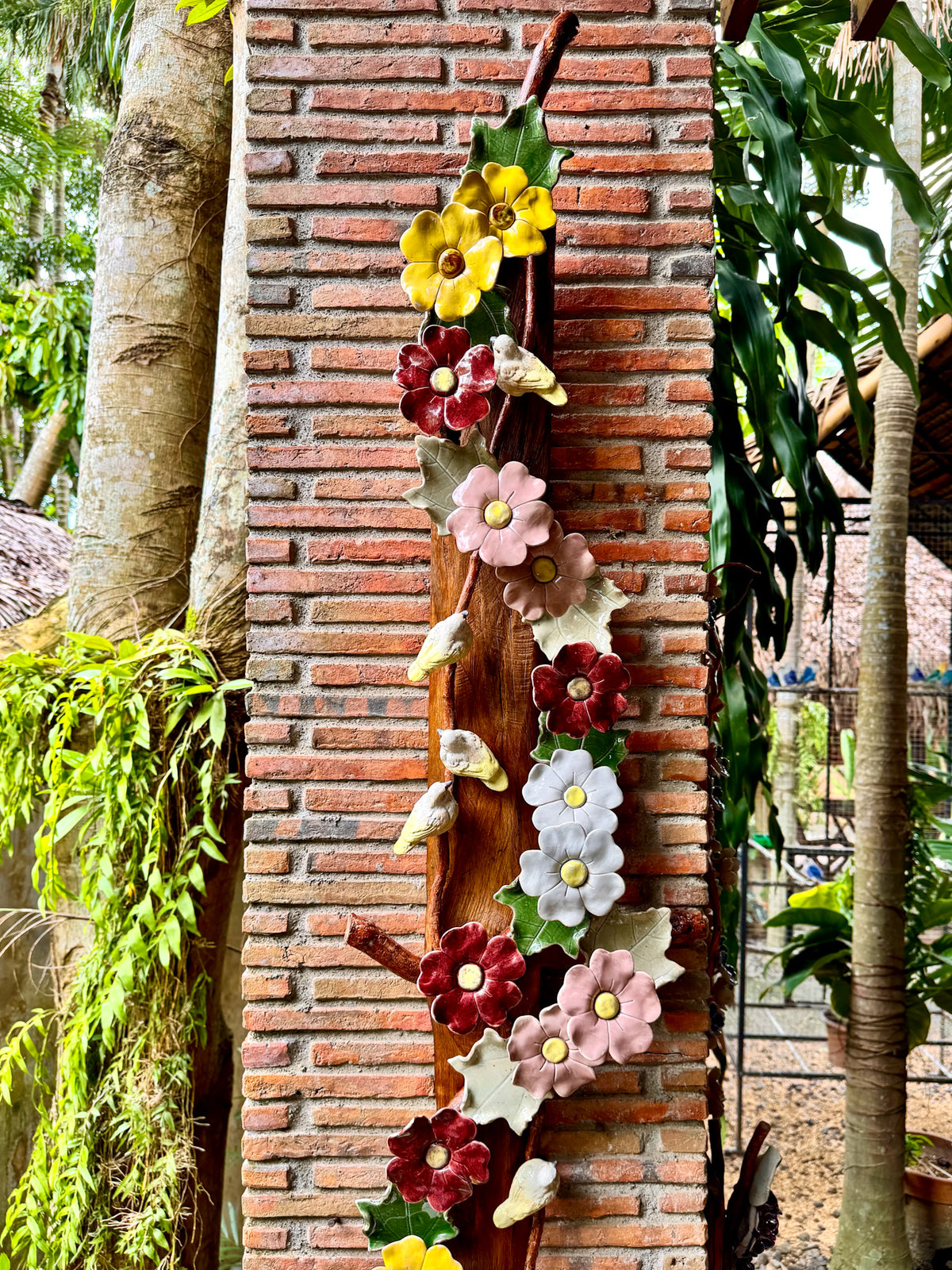 Flower with Birds Wall Hang