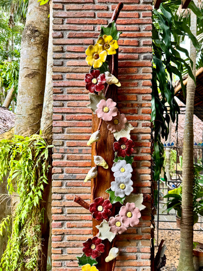 Flower with Birds Wall Hang