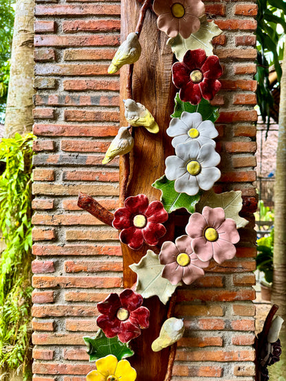 Flower with Birds Wall Hang