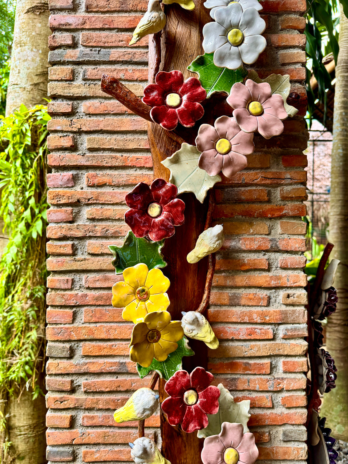 Flower with Birds Wall Hang