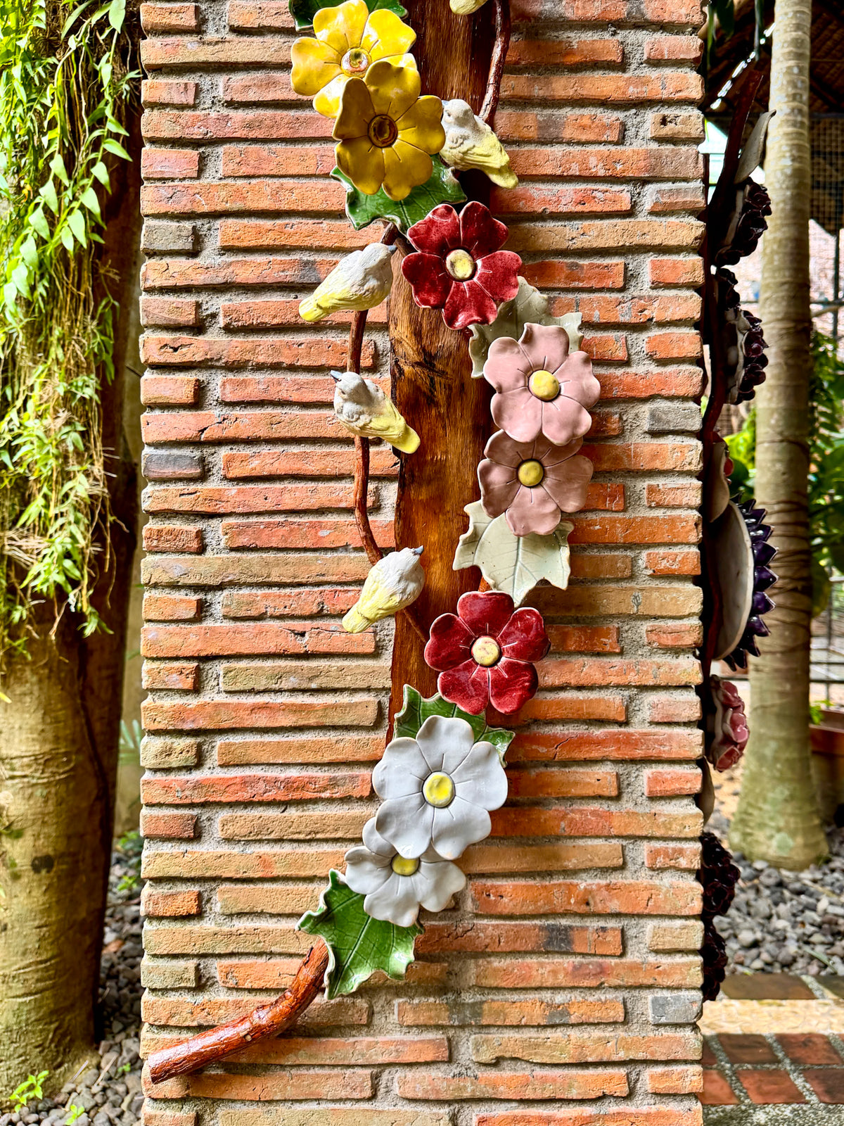 Flower with Birds Wall Hang
