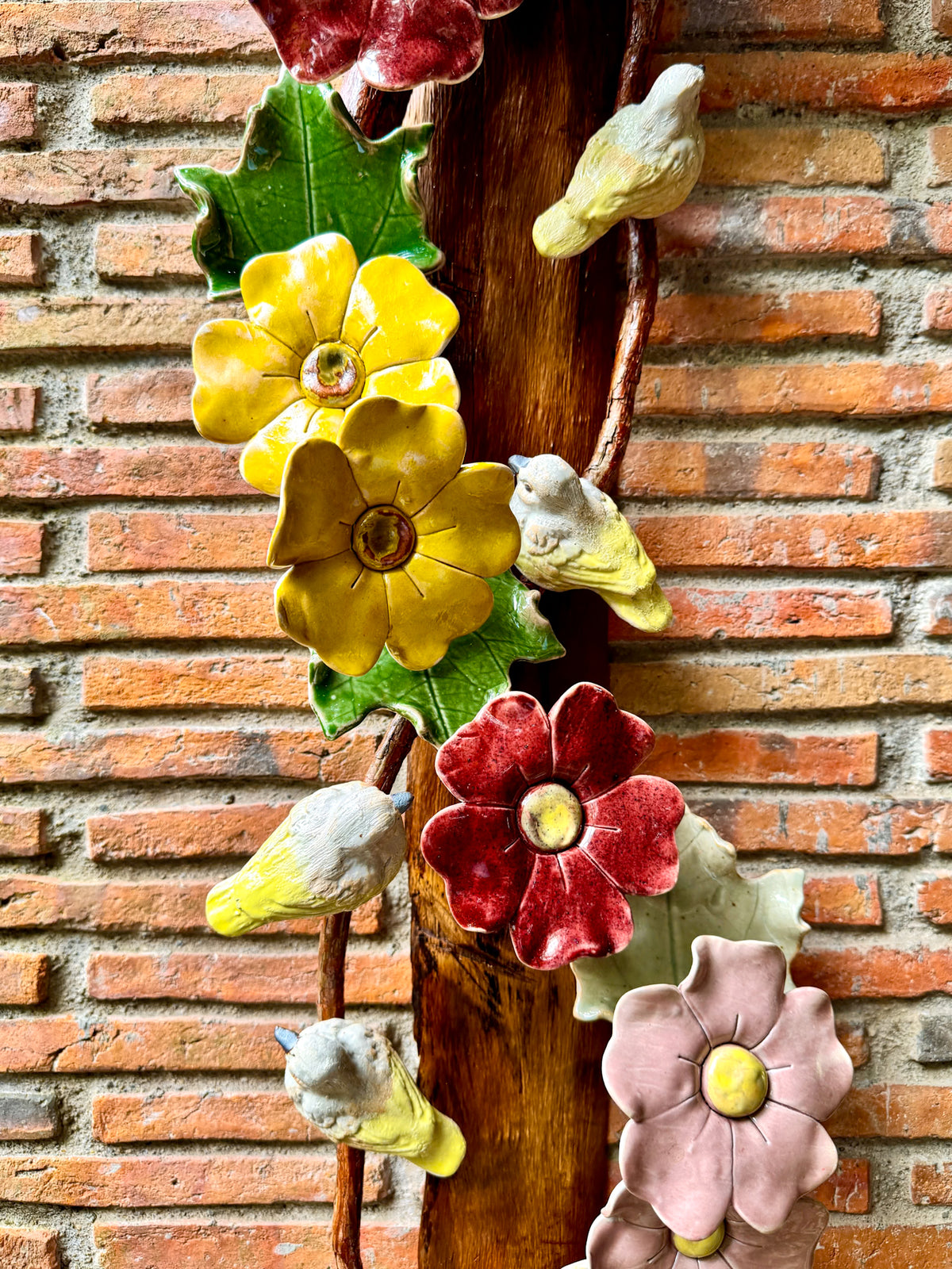 Flower with Birds Wall Hang